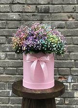 Цветочная композиция из Гипсофила и Розы в шляпной коробке в Ильинское