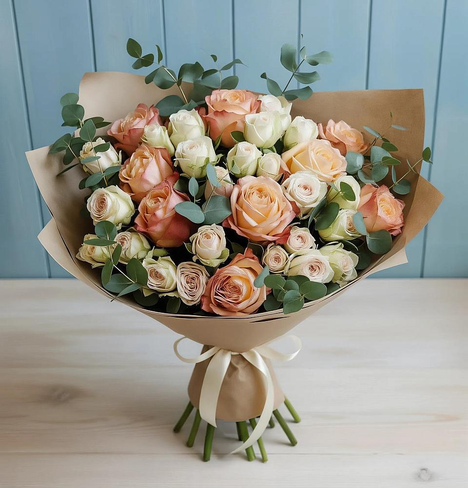 Букет цветов из: Альстромерии и Розы в Ильинское