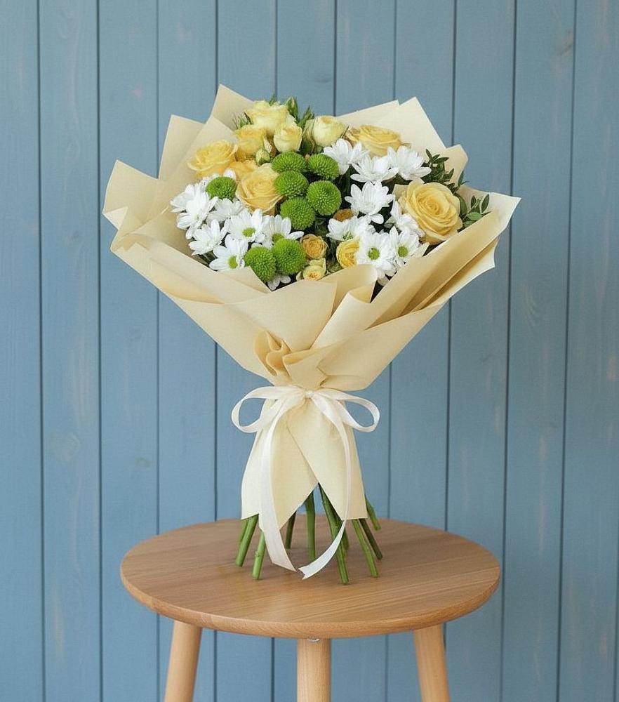 Букет цветов из: Хризантемы и Розы в Ильинское