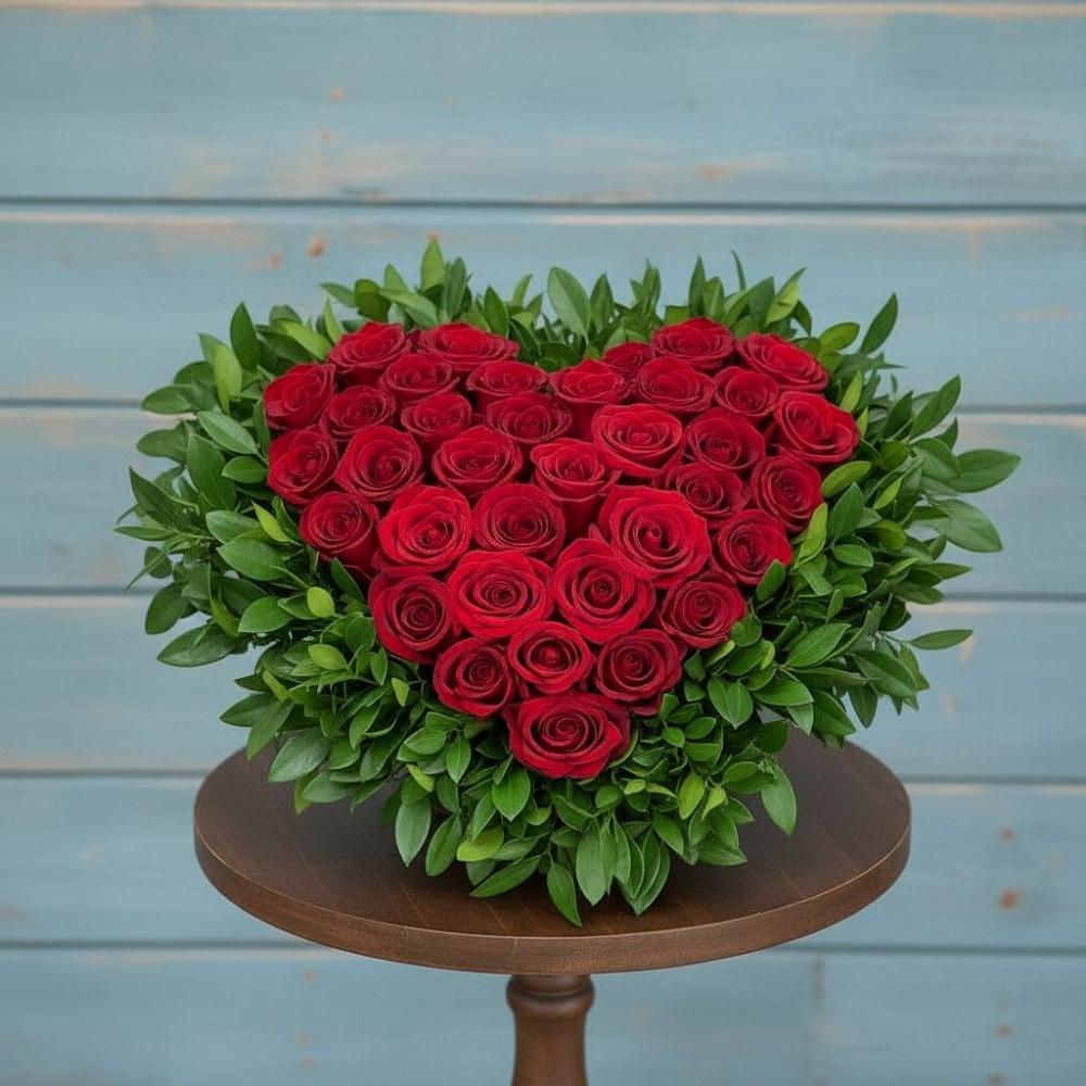 Цветочная композиция из Розы в виде сердца в Ильинское