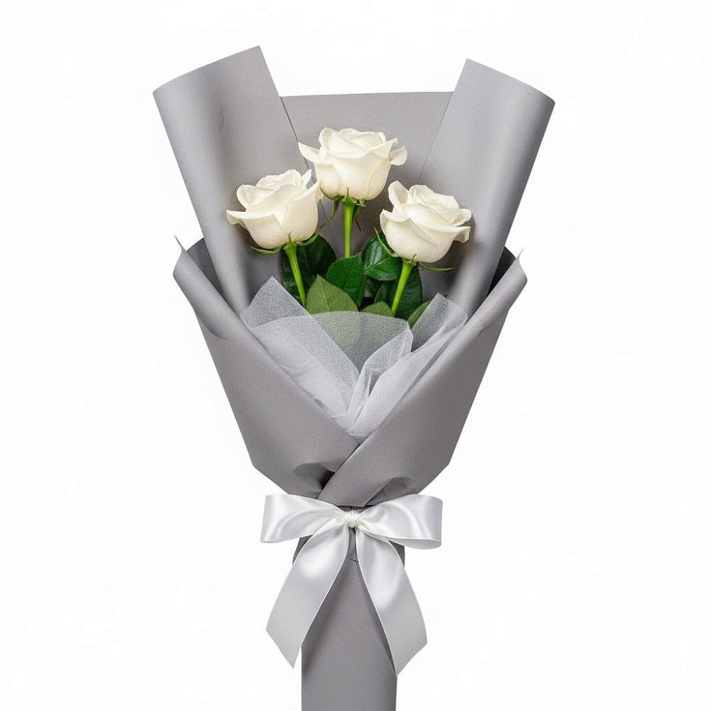 Букет 3 белые розы в Ильинское
