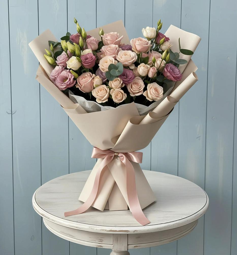 Букет цветов из: Розы и Лизиантусы в Ильинское